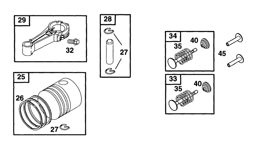 Piston Grp Diagram and Parts List for  Briggs and Stratton Engine
